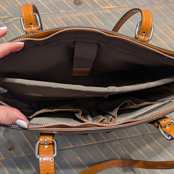 S-ZONE Women Genuine Leather Laptop Tote Bag - Picture 4 of 5